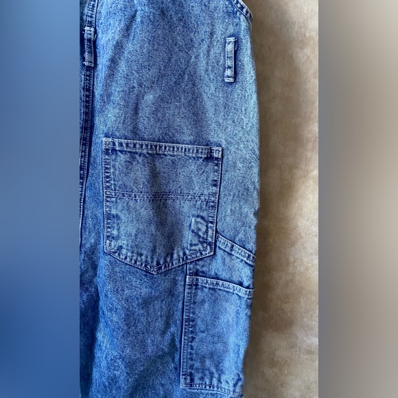 Abigail Aldrich Acid Wash Denim Overalls Vintage 80s 90s Raw Hem Carpenter Med - Picture 10 of 10